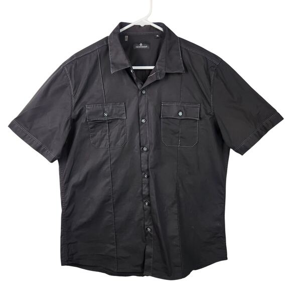 7 Diamonds Stretch Cotton Chocolate Brown Shirt Sleeve Button Up Shirt SZ XL EUC - Picture 1 of 15